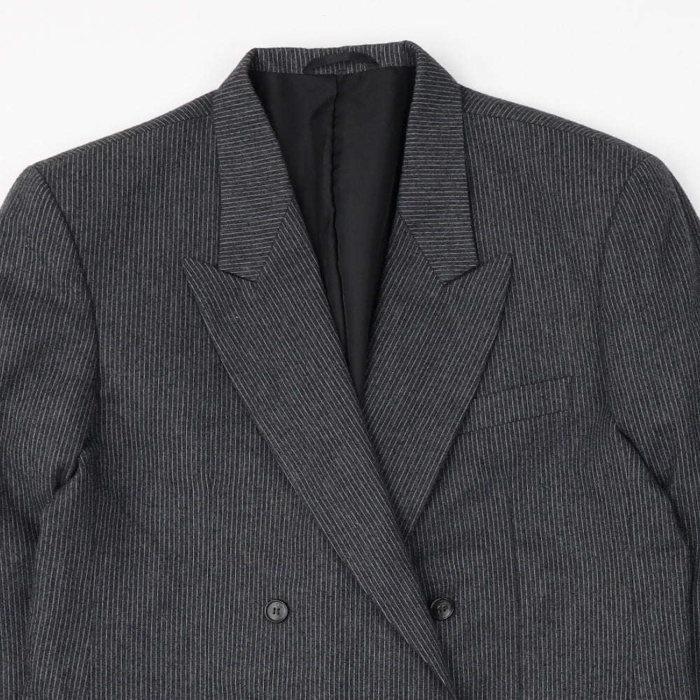 Marlowe Mens Grey Striped Polyester Jacket Suit Jacket Size 38