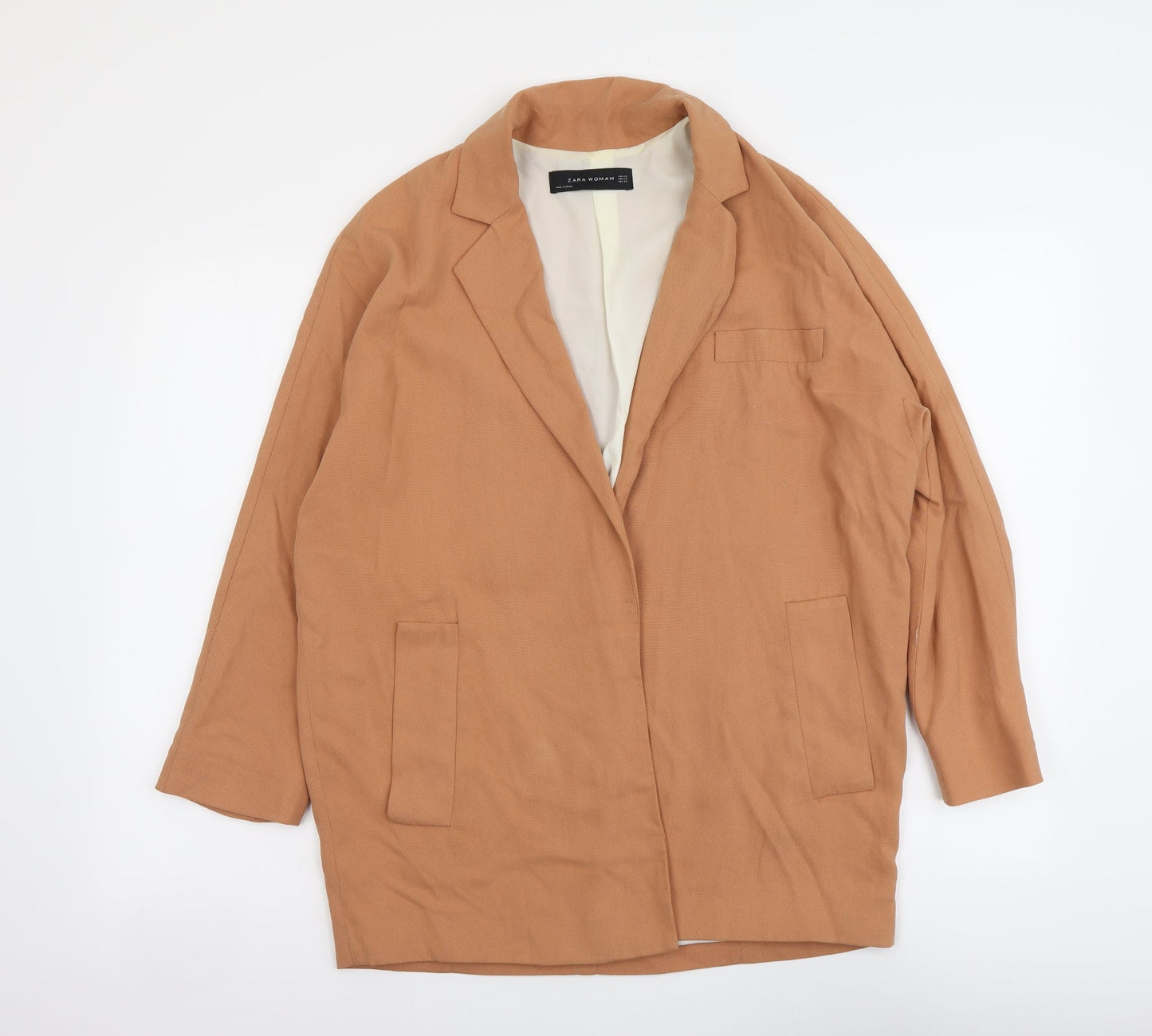 Zara Womens Beige Jacket Size XS Hook & Eye