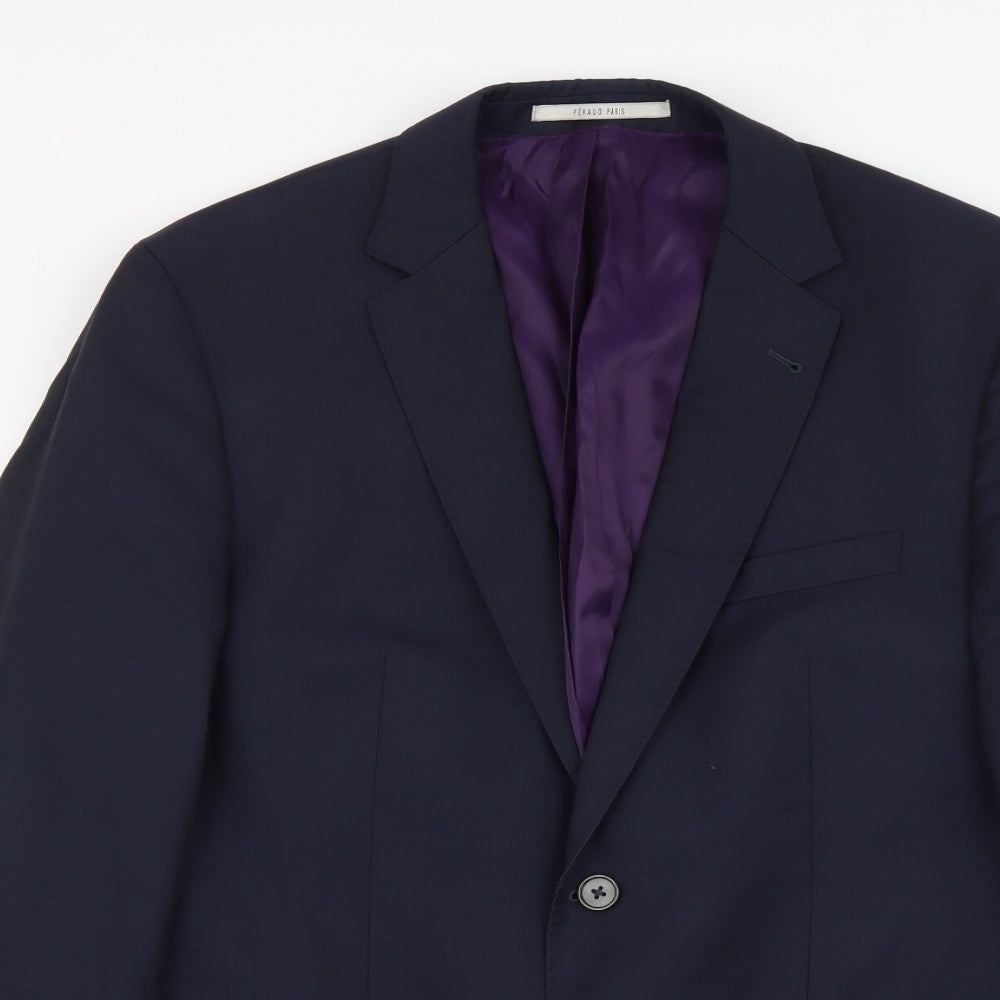 Feraud Paris Mens Blue Polyester Jacket Suit Jacket Size L