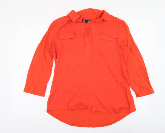 Gap Womens Red Polyester Basic Blouse Size L Collared