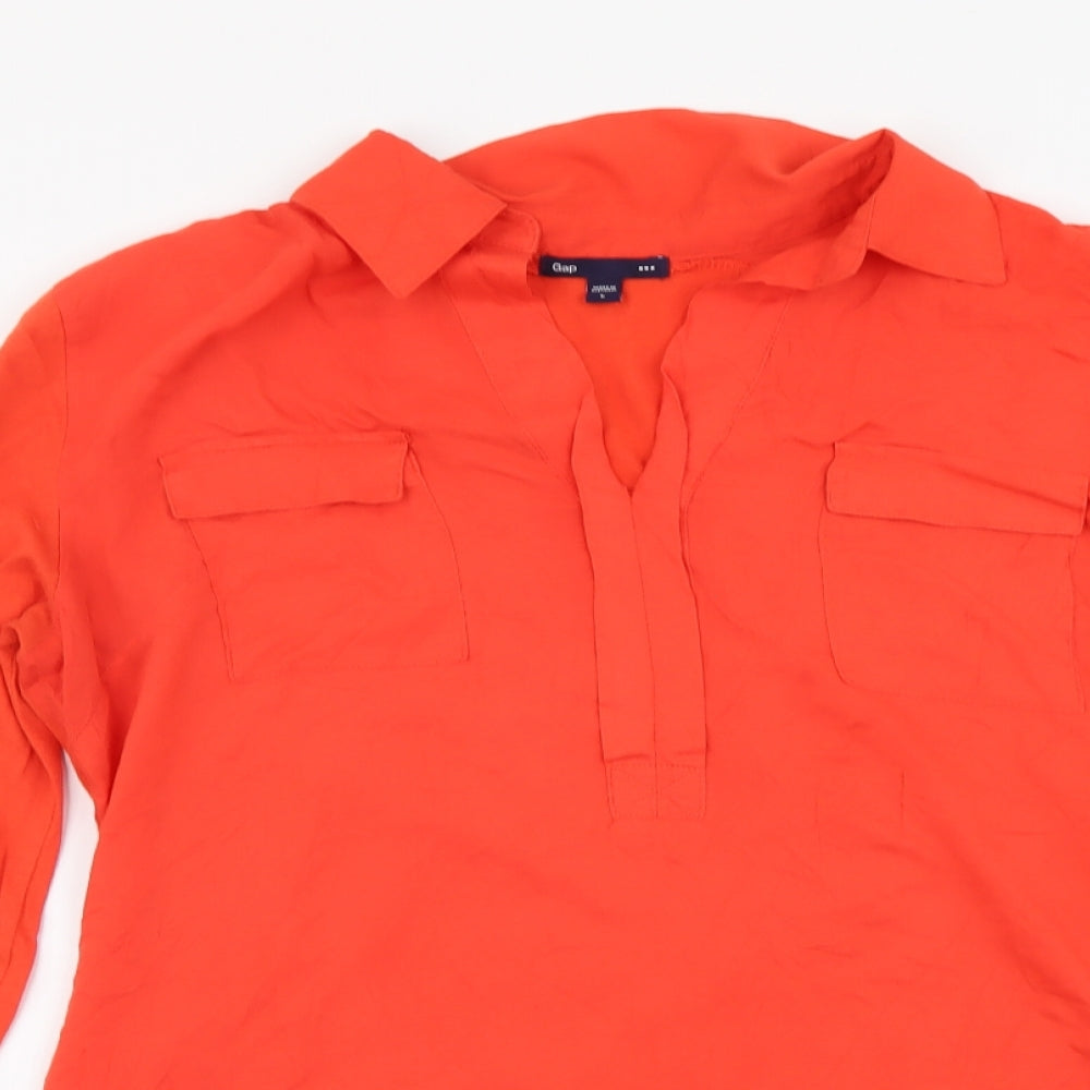 Gap Womens Red Polyester Basic Blouse Size L Collared