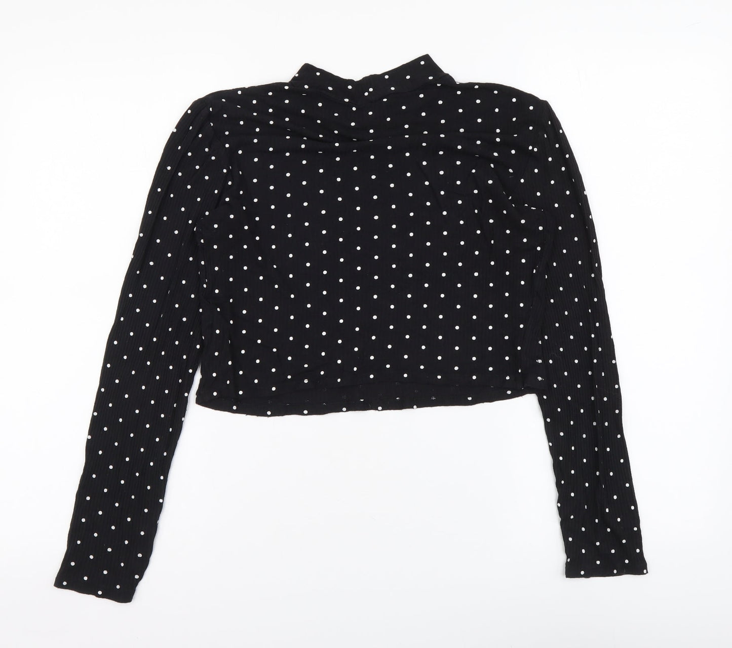 H&M Womens Black Polka Dot Viscose Basic Blouse Size S Mock Neck