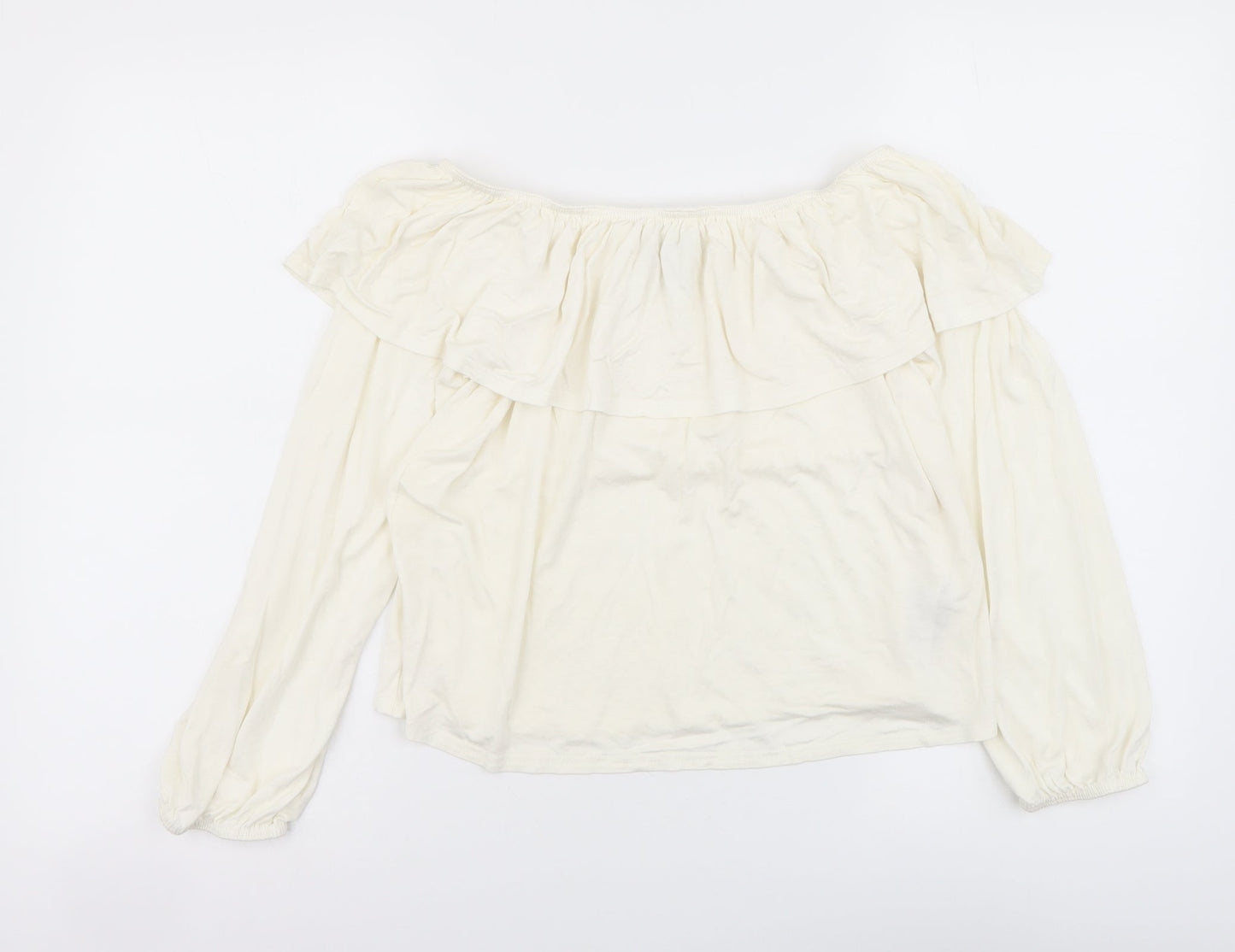 New Look Womens Ivory Viscose Cropped Blouse Size 12 Off the Shoulder