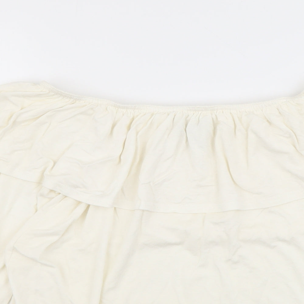 New Look Womens Ivory Viscose Cropped Blouse Size 12 Off the Shoulder