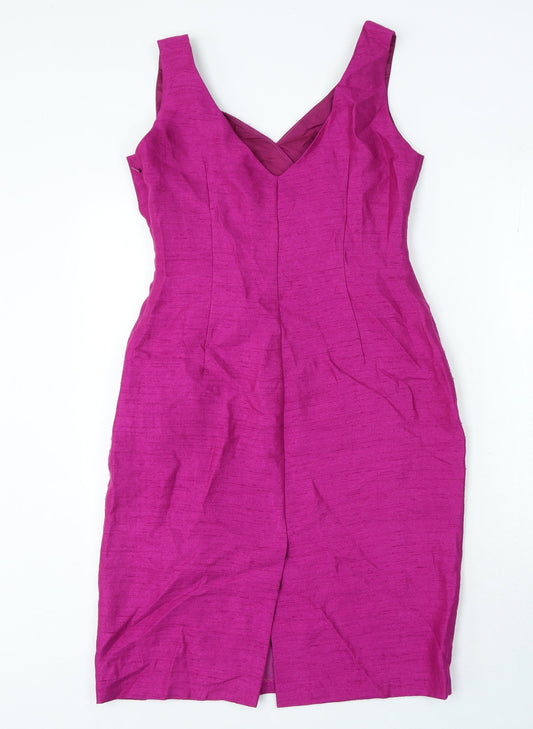 Michaela Louisa London Womens Purple Viscose Shift Size 10 V-Neck Zip