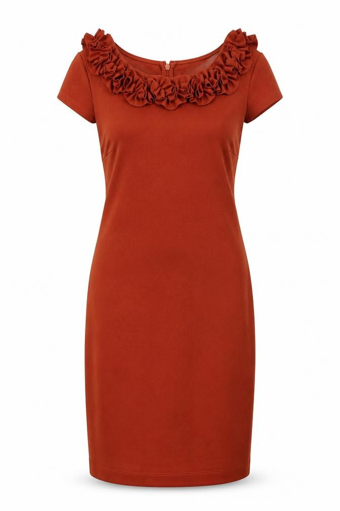 Marks and Spencer Womens Brown Polyester Ball Gown Size 8 Round Neck Pullover