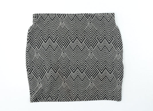 Zara Womens Black Striped Cotton Mini Skirt Size M