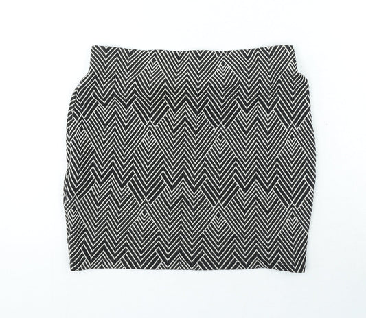 Zara Womens Black Striped Cotton Mini Skirt Size M