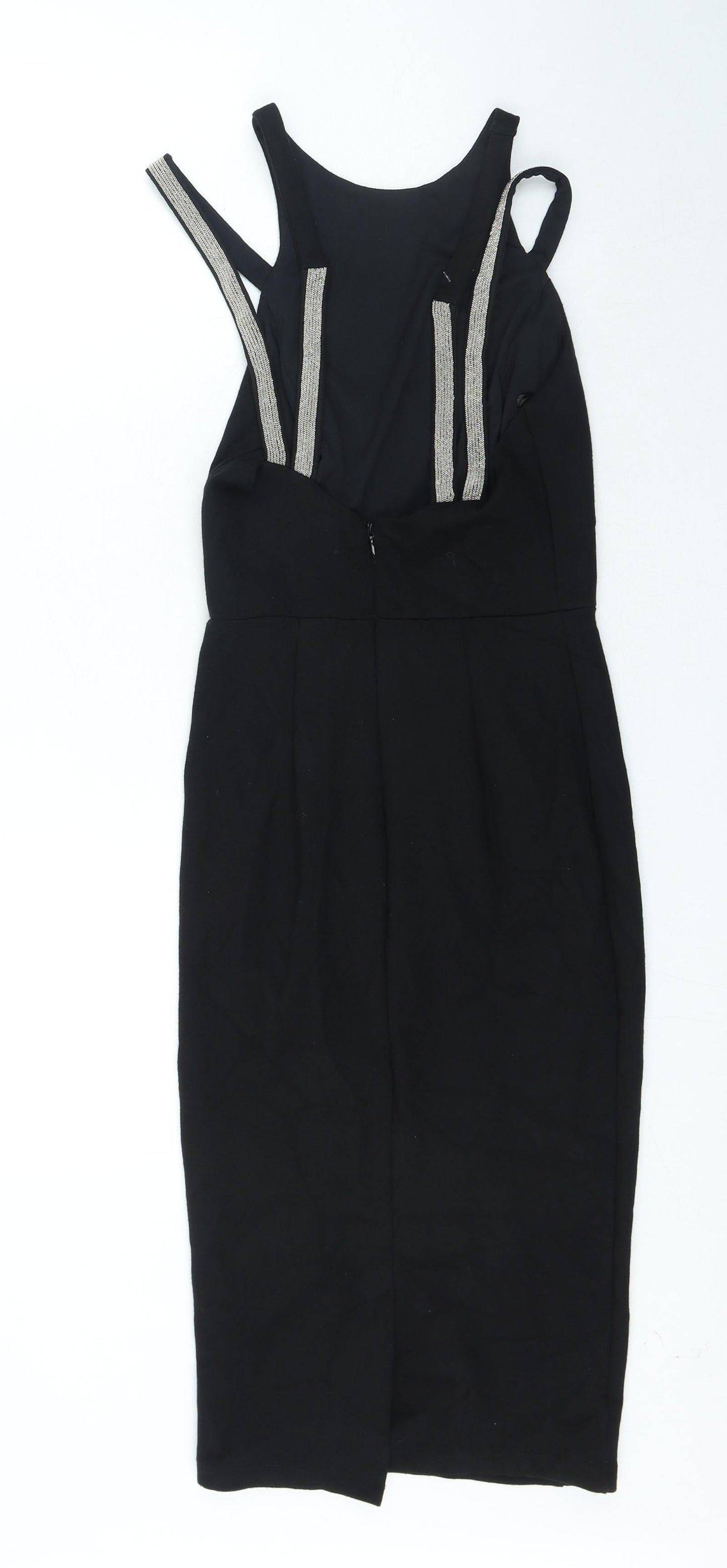 River Island Womens Black Viscose Bodycon Size 8 Halter Zip