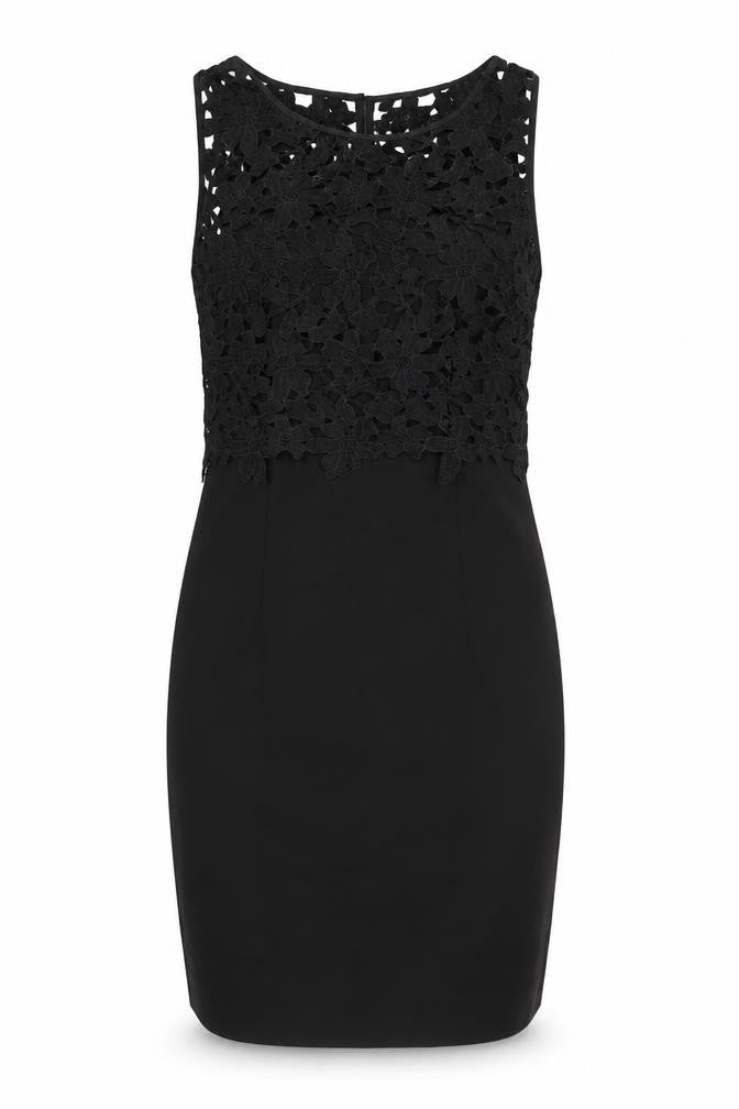 H&M Womens Black Cotton Bodycon Size 10 Scoop Neck Button