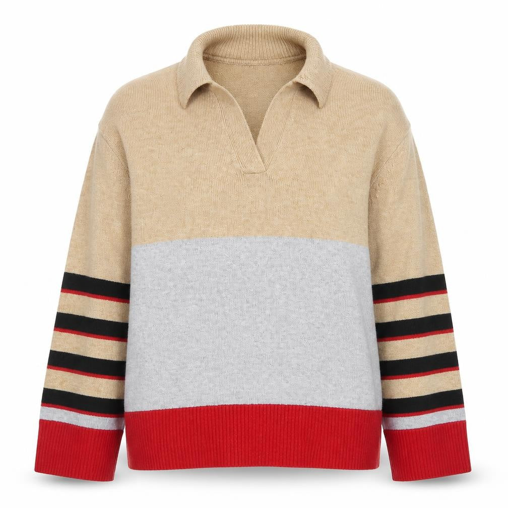 NEXT Womens Multicoloured Collared Striped Viscose Pullover Jumper Size L