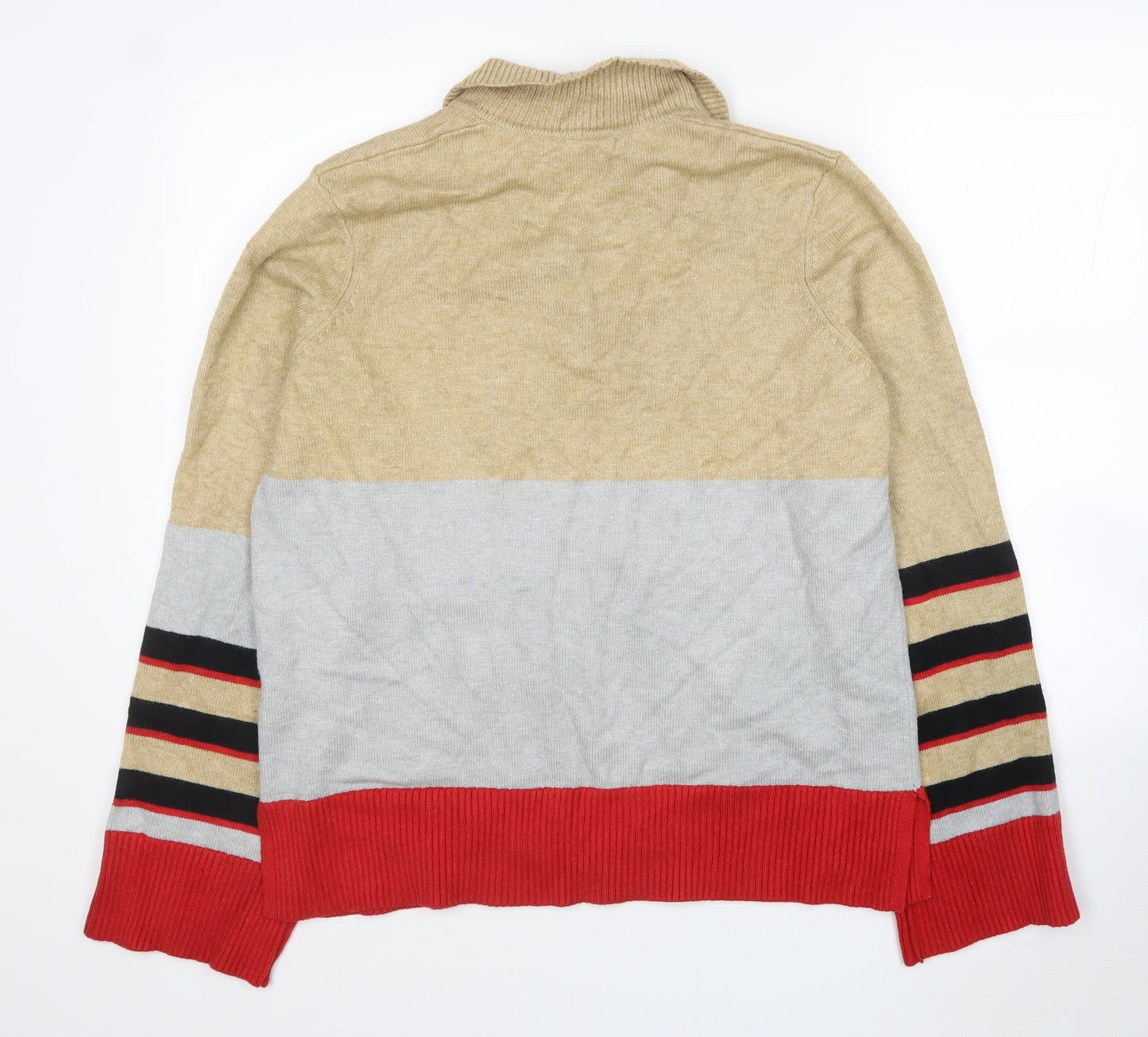 NEXT Womens Multicoloured Collared Striped Viscose Pullover Jumper Size L