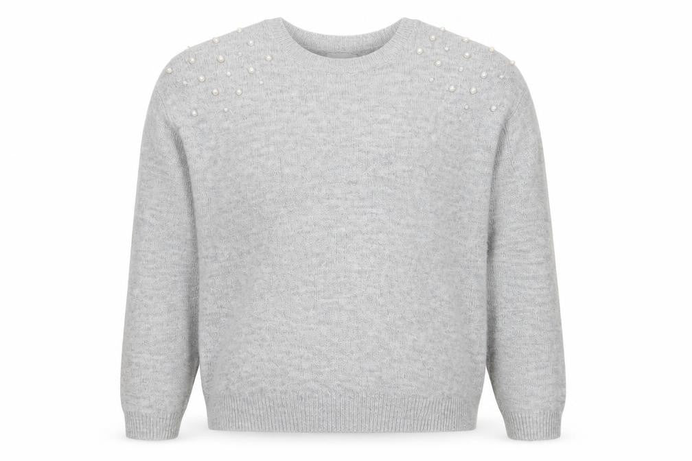 H&M Girls Grey Round Neck Acrylic Pullover Jumper Size 12-13 Years Pullover