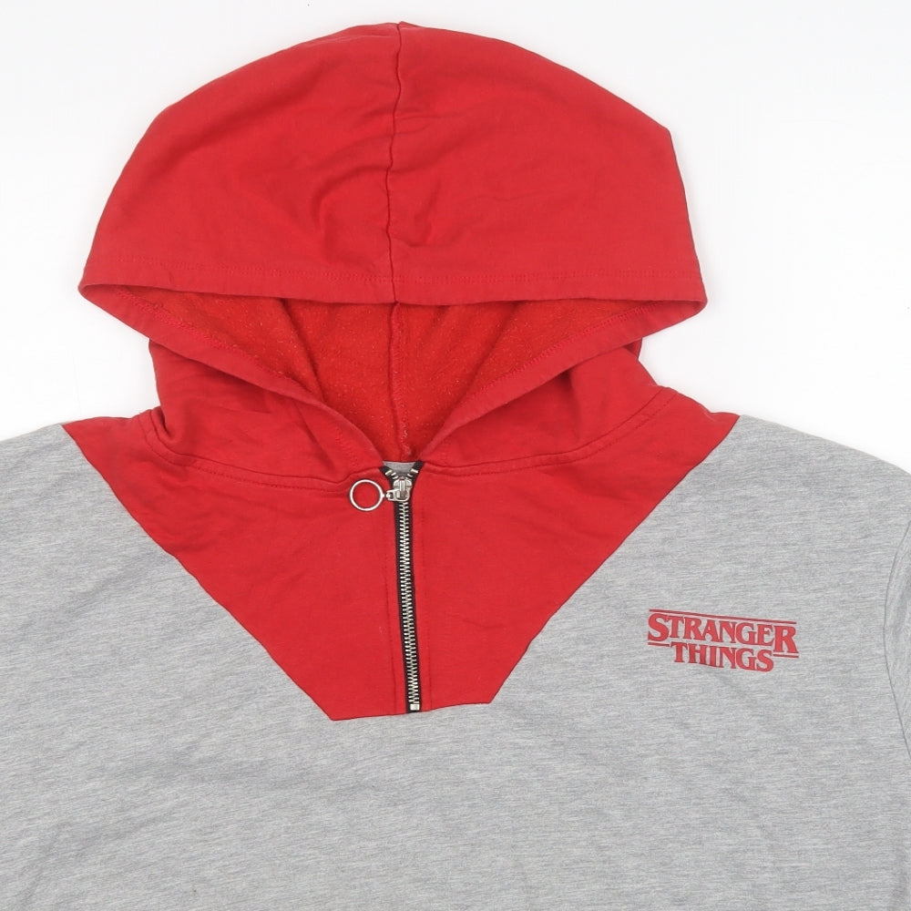 Primark Womens Grey Colourblock Polyester Pullover Hoodie Size 14 Zip - Stranger things