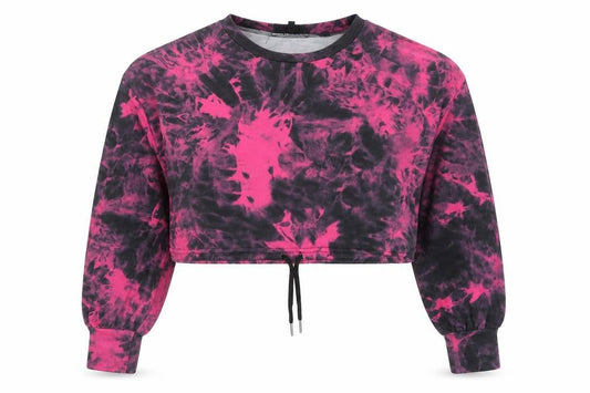 Preworn Womens Pink Polyester Pullover Sweatshirt Size 10 Pullover - Tie dye pattern, Cropped