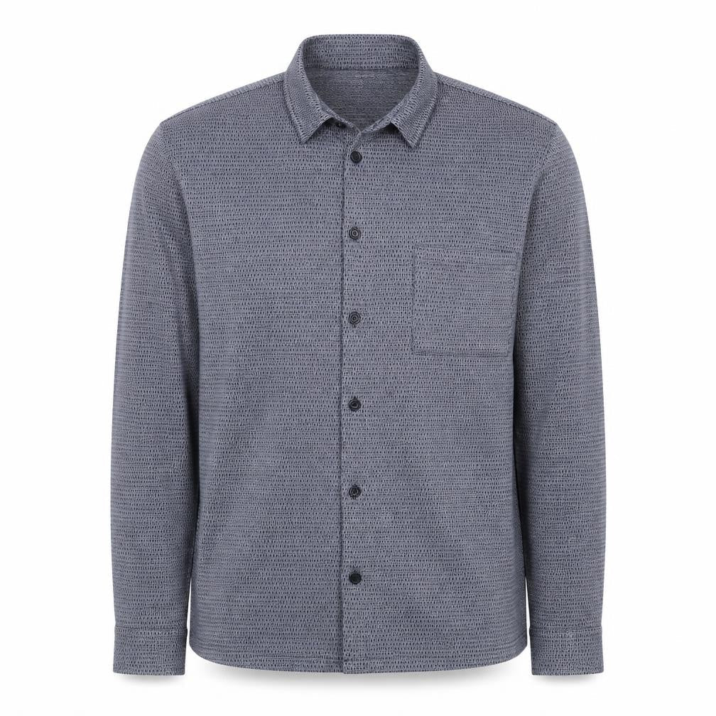 boohooMAN Mens Blue Geometric Polyester Button-Up Size M Collared Button
