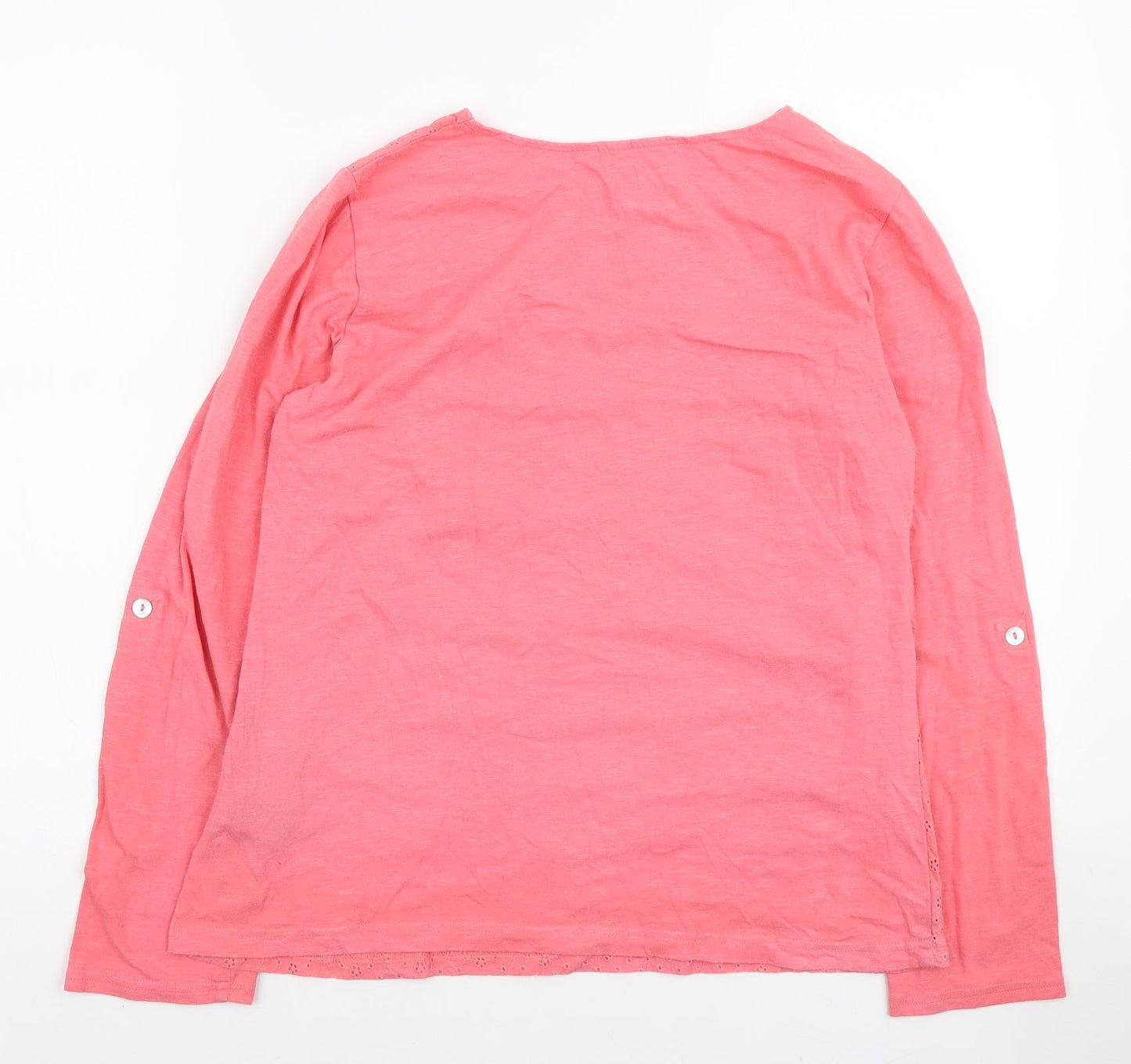 Beacan Cove Womens Pink Polyester Basic Blouse Size M Round Neck - Lace Front