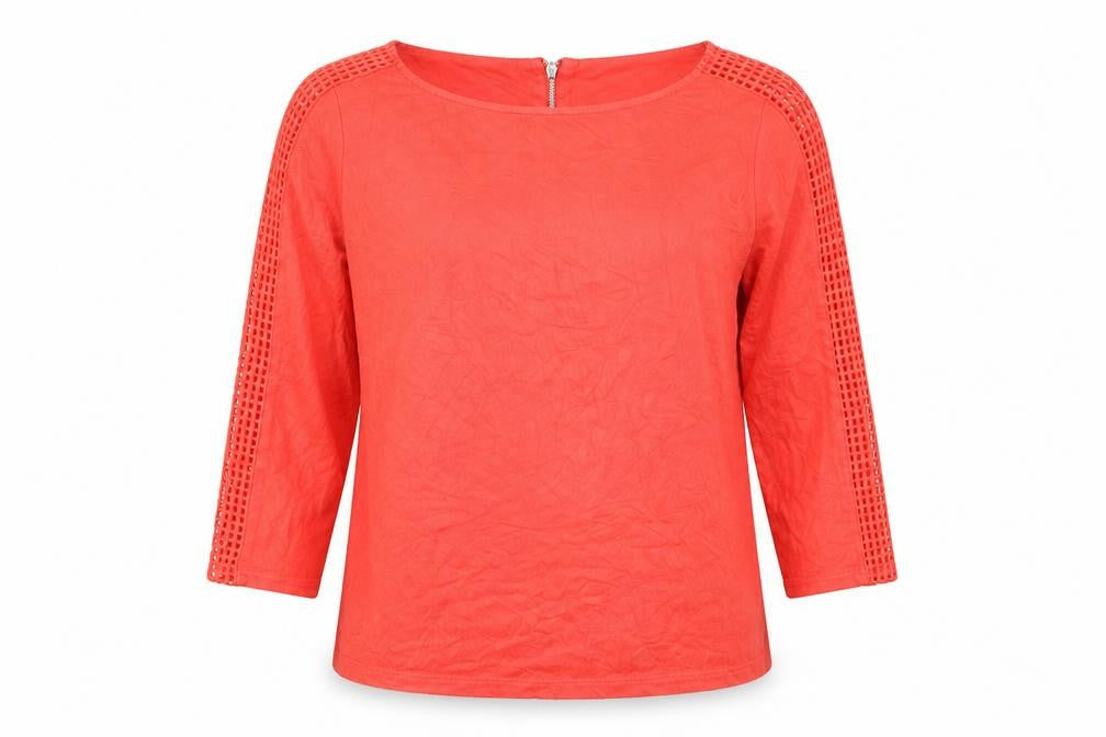 Marks and Spencer Womens Orange Viscose Basic Blouse Size 10 Boat Neck