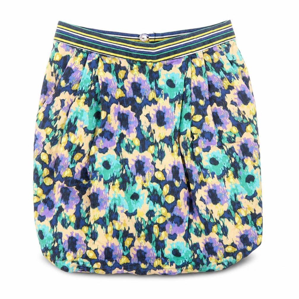 H&M Womens Multicoloured Floral Cotton Bandage Skirt Size 8 Zip