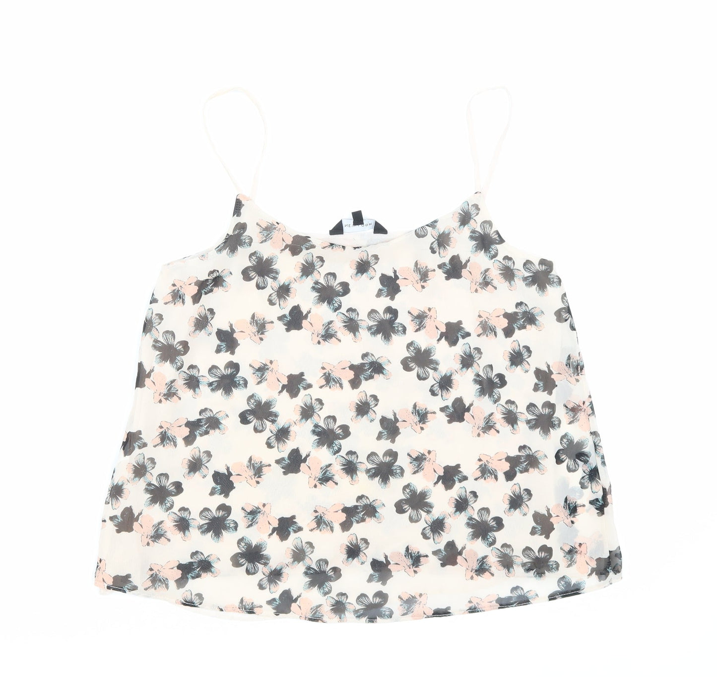 New Look Womens Beige Floral Polyester Basic Tank Size 10 Scoop Neck
