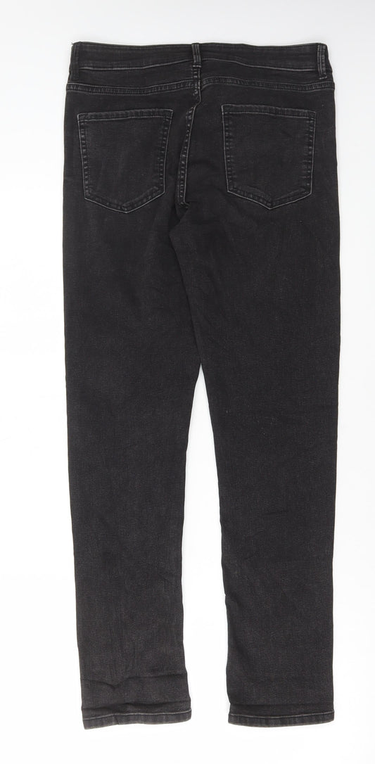 Marks and Spencer Womens Grey Cotton Skinny Jeans Size 12 L29 in Regular Button