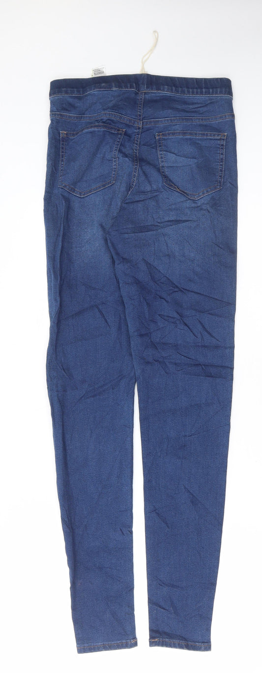Marks and Spencer Womens Blue Cotton Skinny Jeans Size 8 L31 in Regular Button