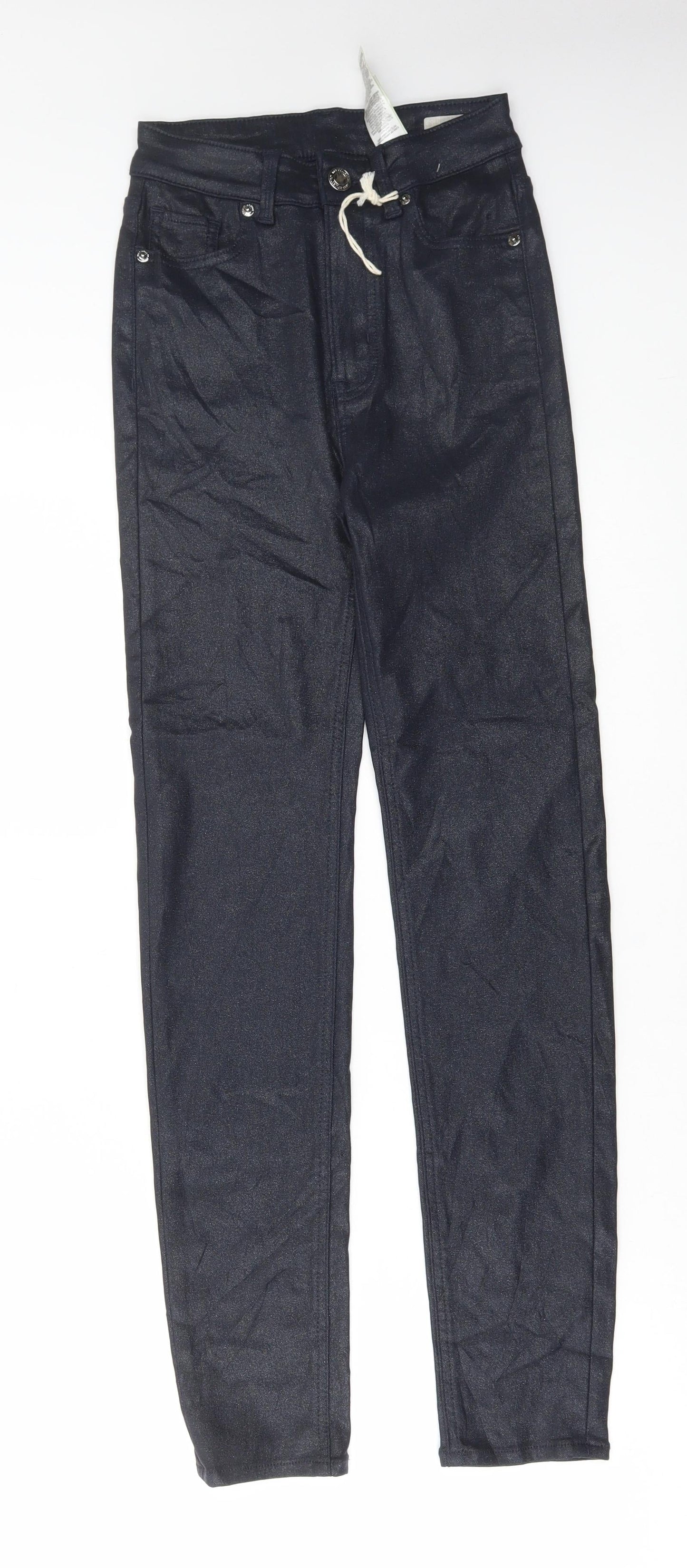 Marks and Spencer Womens Black Cotton Skinny Jeans Size 6 L28 in Regular Button