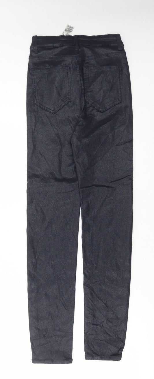Marks and Spencer Womens Black Cotton Skinny Jeans Size 6 L28 in Regular Button