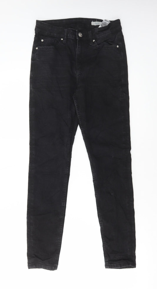 Marks and Spencer Womens Black Cotton Skinny Jeans Size 10 L28 in Regular Button