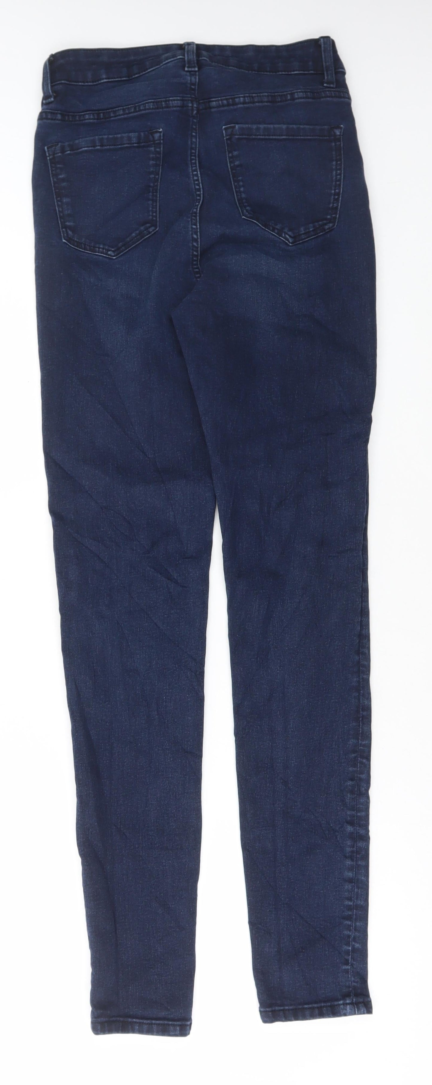 Marks and Spencer Womens Blue Cotton Skinny Jeans Size 8 L30 in Regular Button