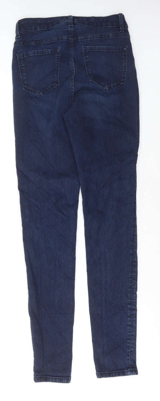 Marks and Spencer Womens Blue Cotton Skinny Jeans Size 8 L30 in Regular Button