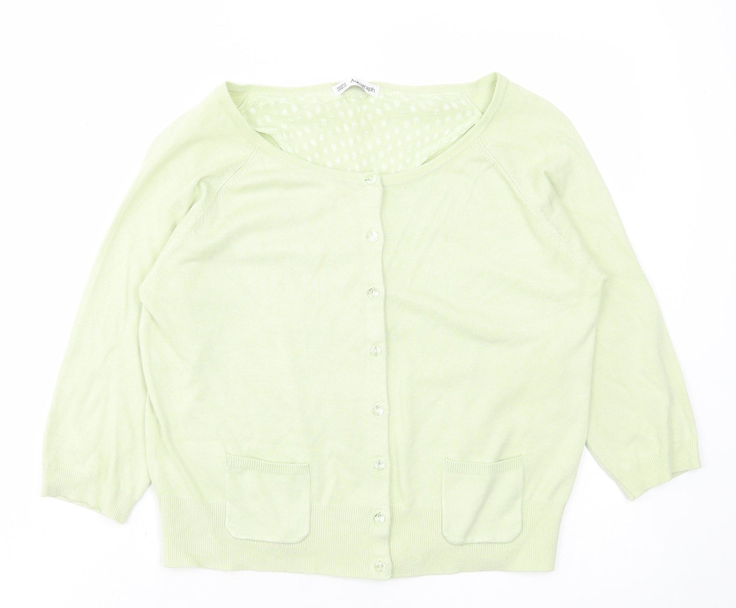 Marks and Spencer Womens Green Acrylic Cardigan Jumper Size 14