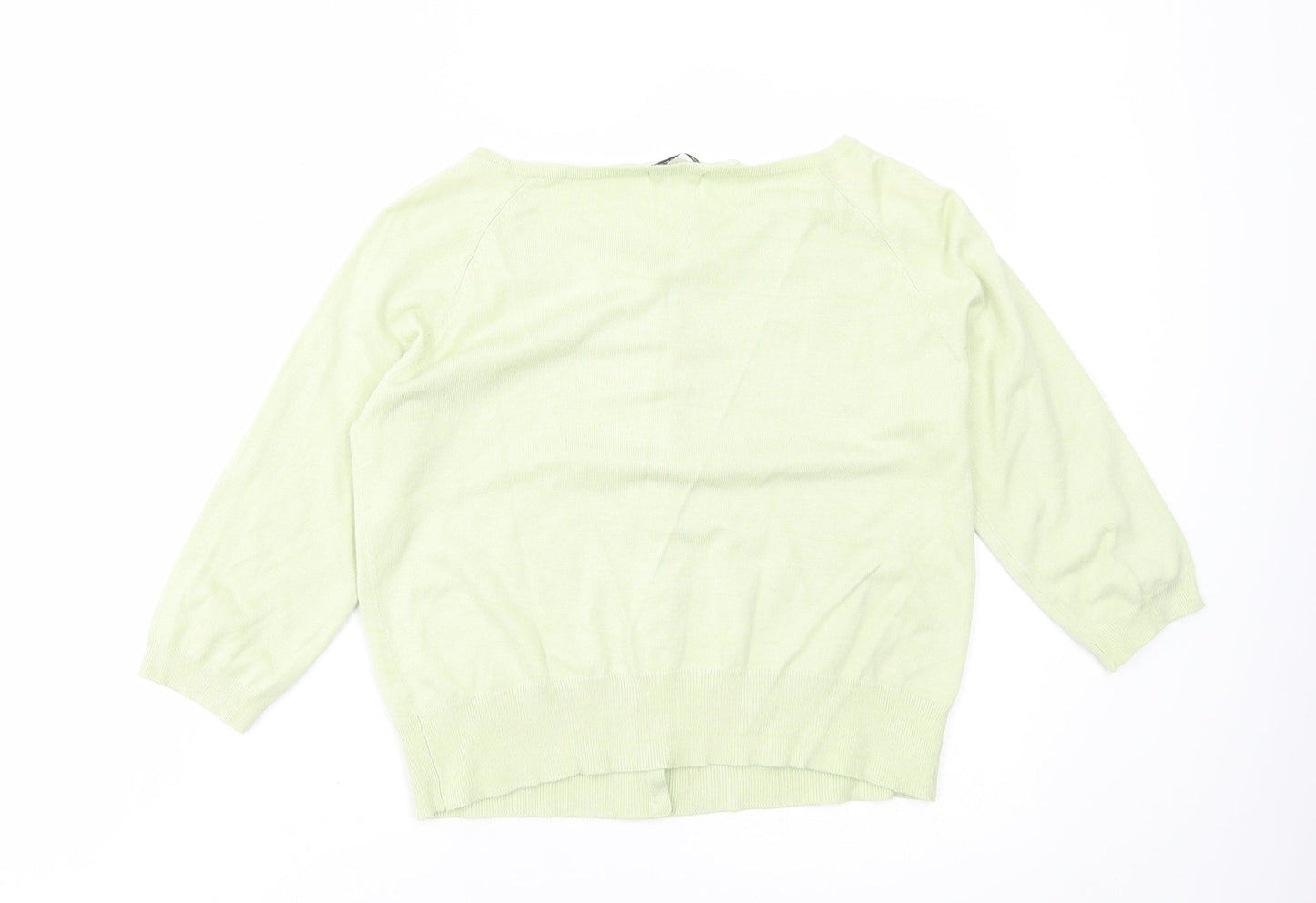 Marks and Spencer Womens Green Acrylic Cardigan Jumper Size 14