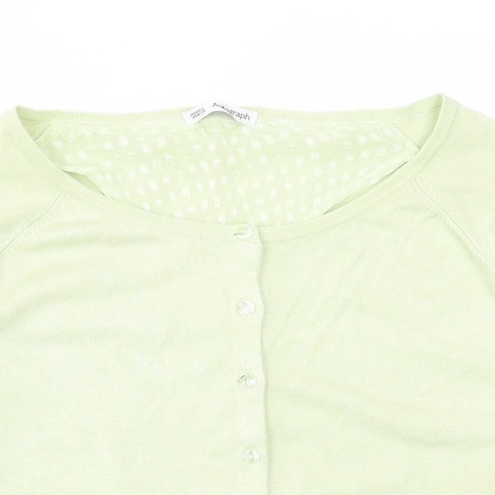 Marks and Spencer Womens Green Acrylic Cardigan Jumper Size 14