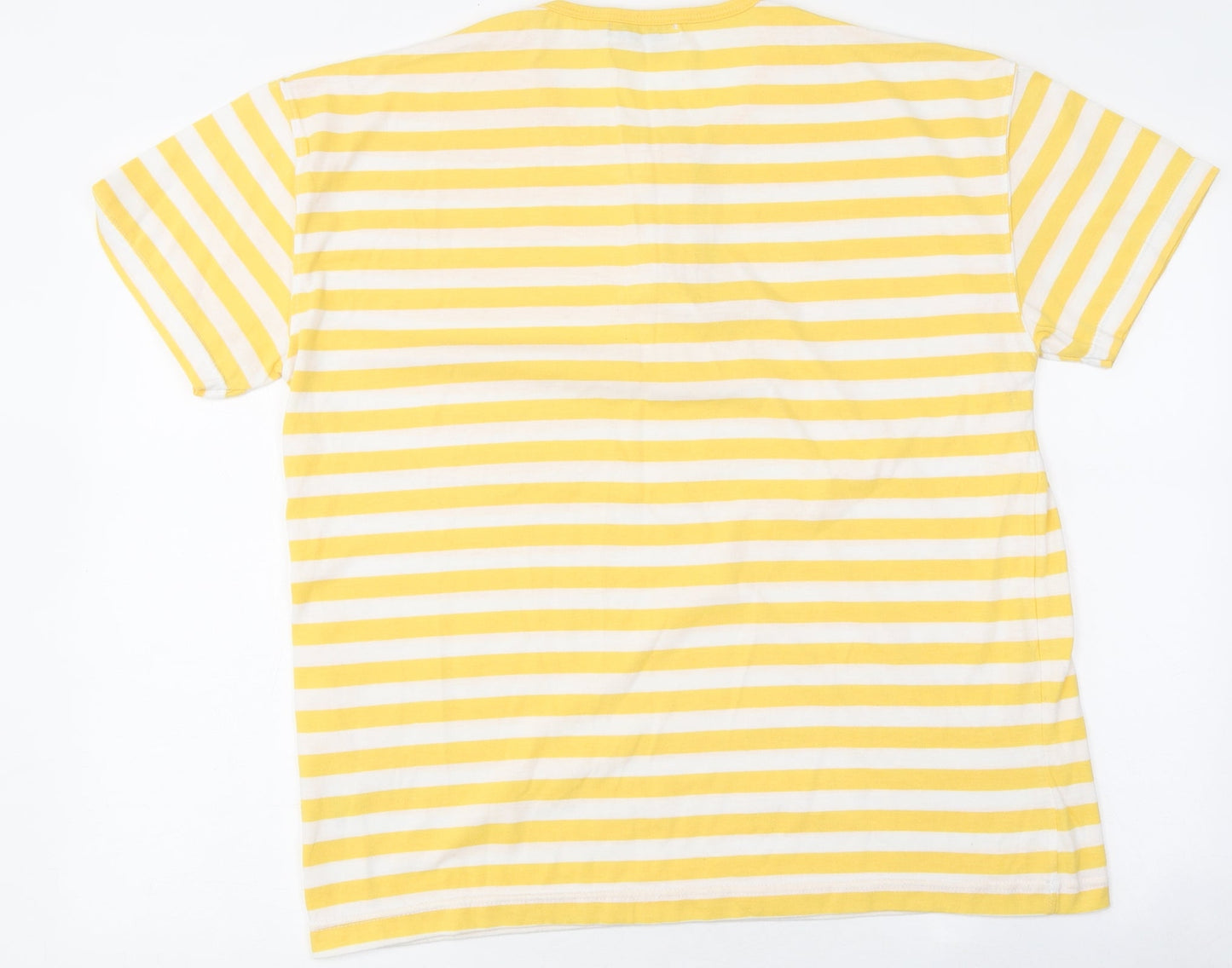 Paolucci Womens Yellow Striped Polyester Basic Button-Up Size S Round Neck - Size S/M