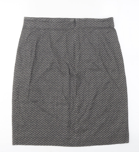Comma Womens Brown Geometric Polyester A-Line Skirt Size 6 Zip