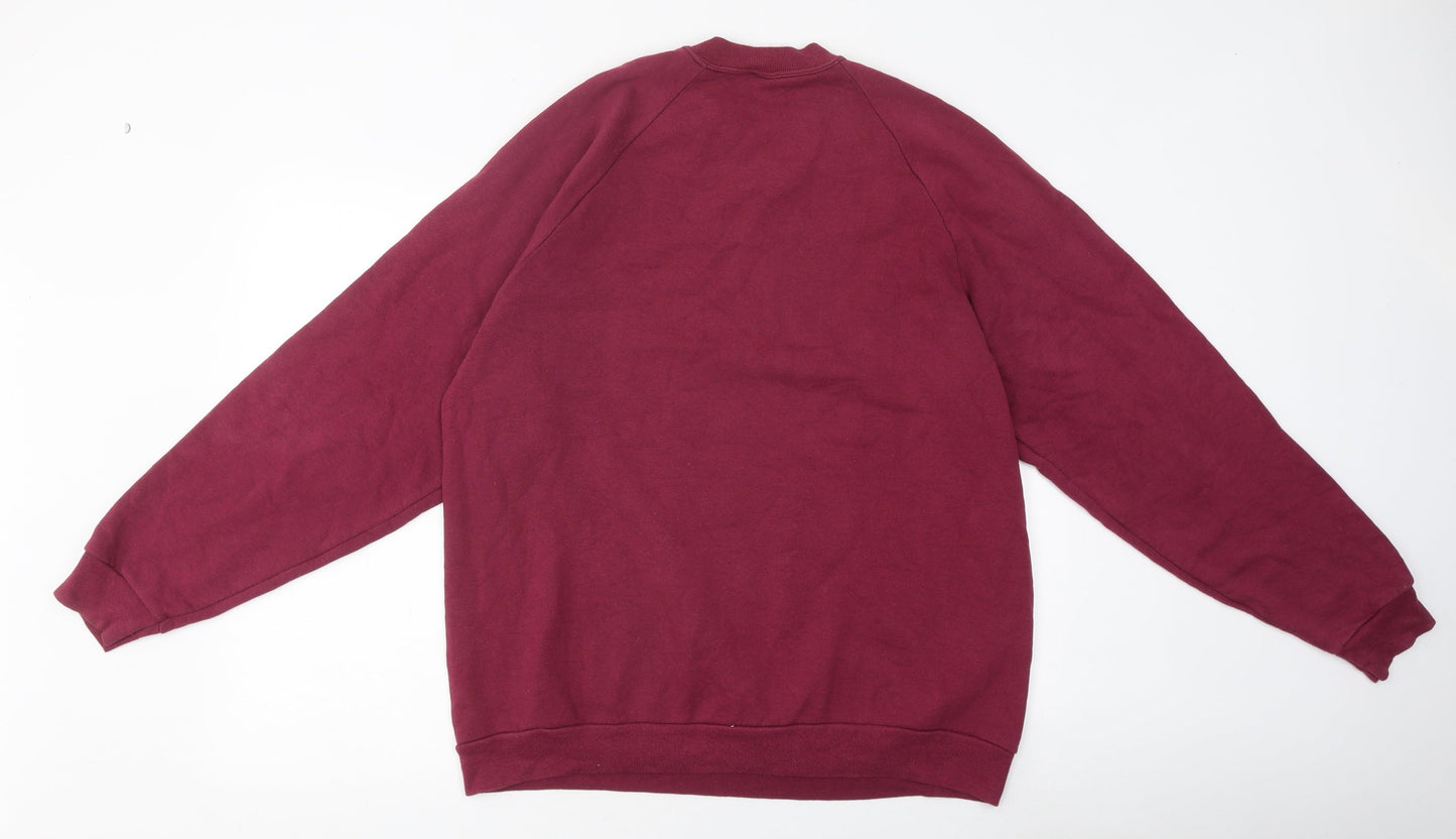 Preworn Mens Purple Round Neck Polyester Pullover Jumper Size L