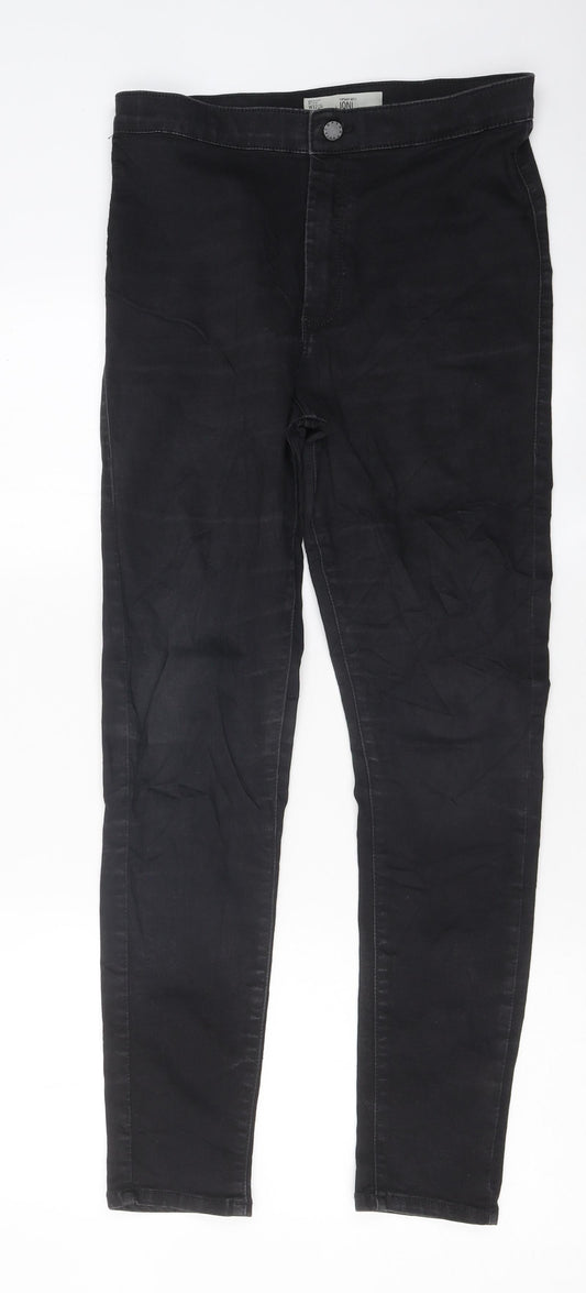 Topshop Womens Black 100% Cotton Skinny Jeans Size 32 L25 in Regular Zip