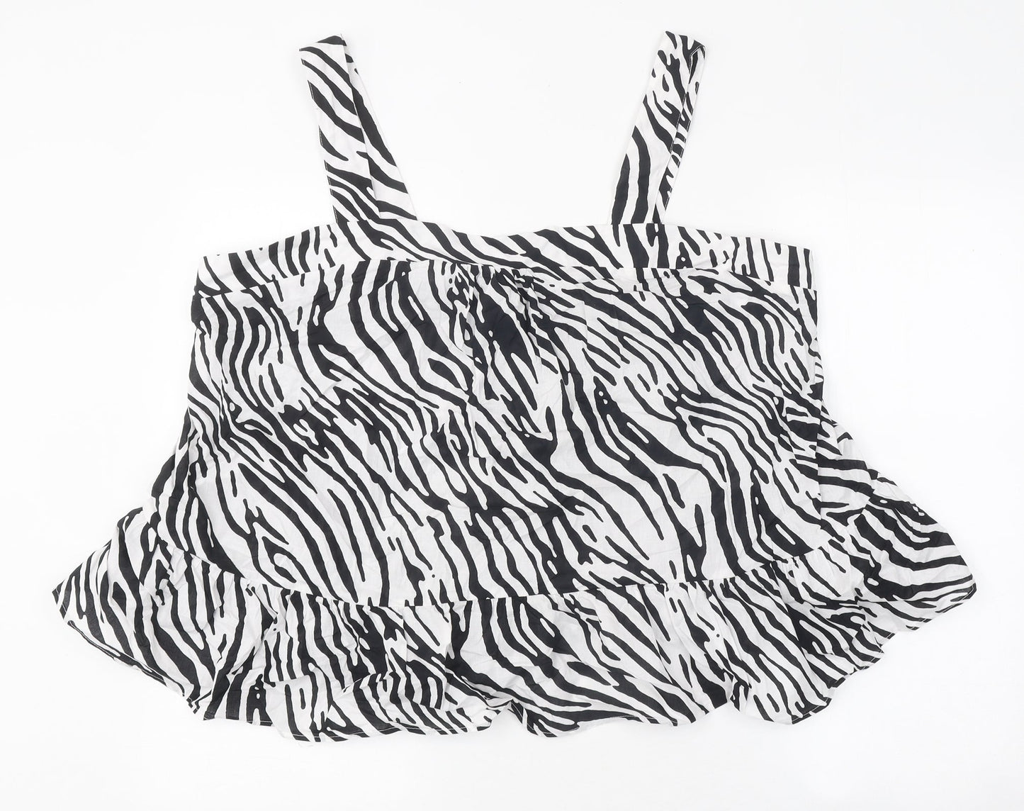 Marks and Spencer Womens Multicoloured Animal Print Polyester Basic Tank Size 22 Off the Shoulder - Zebra Print