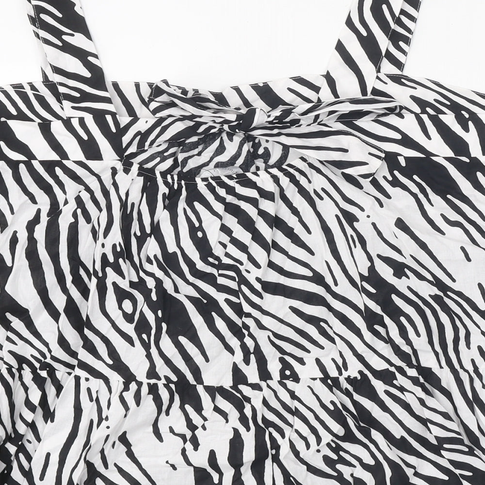 Marks and Spencer Womens Multicoloured Animal Print Polyester Basic Tank Size 22 Off the Shoulder - Zebra Print