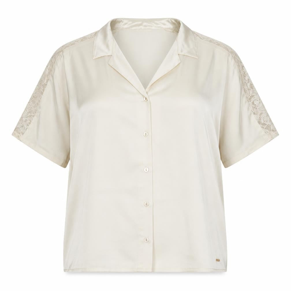 Marks and Spencer Womens Ivory Polyester Basic Button-Up Size 20 Collared - Lace