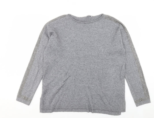 LV Clothing Womens Grey Crew Neck Viscose Pullover Jumper Size L
