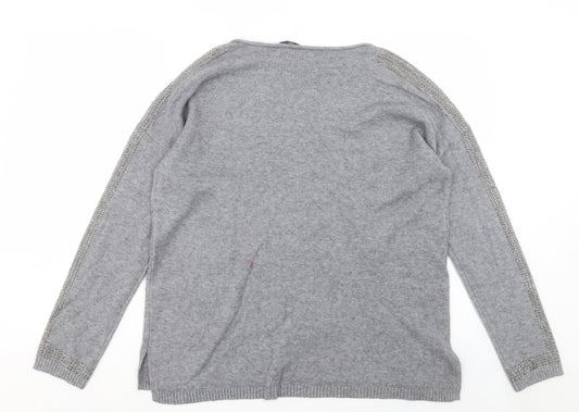 LV Clothing Womens Grey Crew Neck Viscose Pullover Jumper Size L