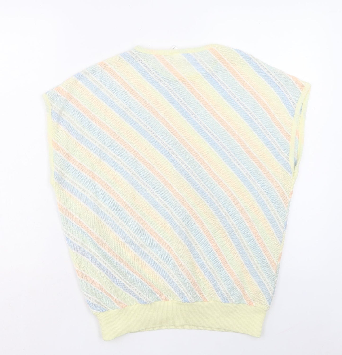 Littlewoods Womens Multicoloured Crew Neck Striped Acrylic Vest Jumper Size 18