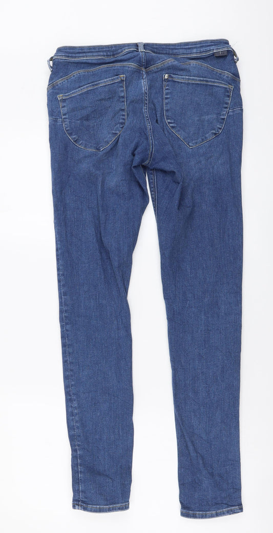 H&M Womens Blue Cotton Skinny Jeans Size L L30 in Regular Button
