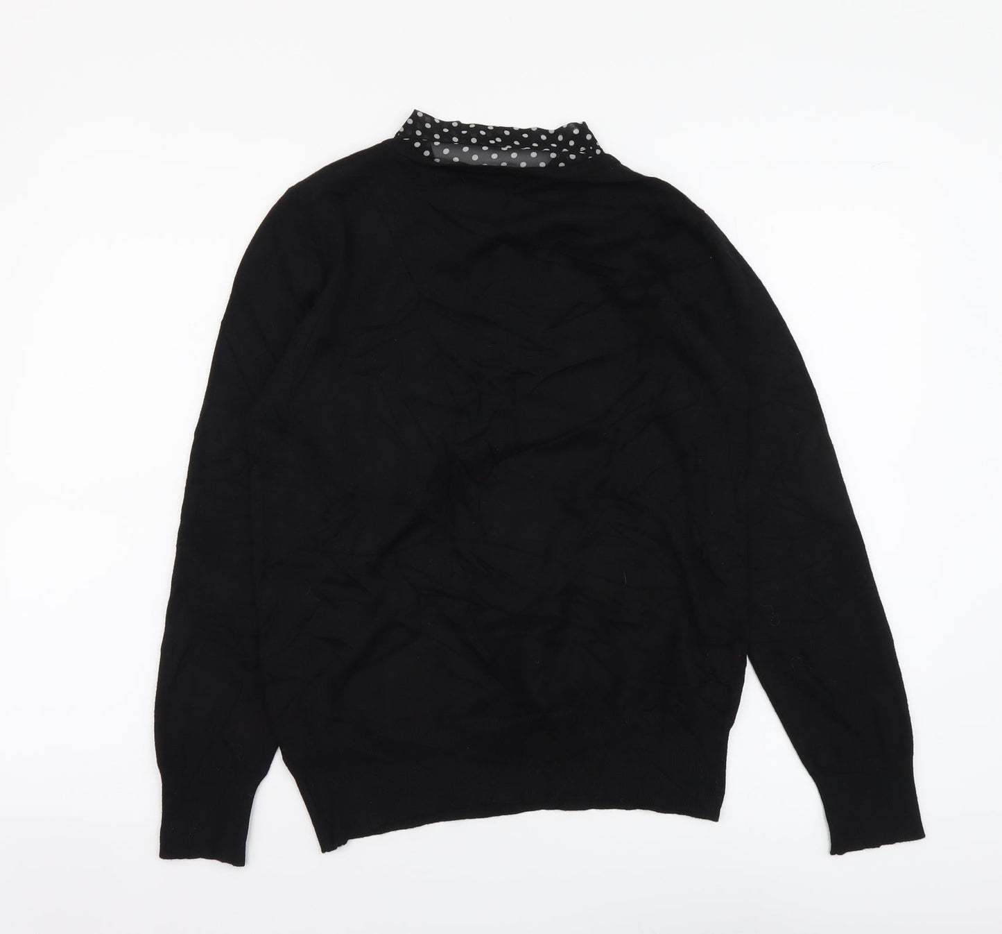 Paramour Womens Black Collared Viscose Pullover Jumper Size M