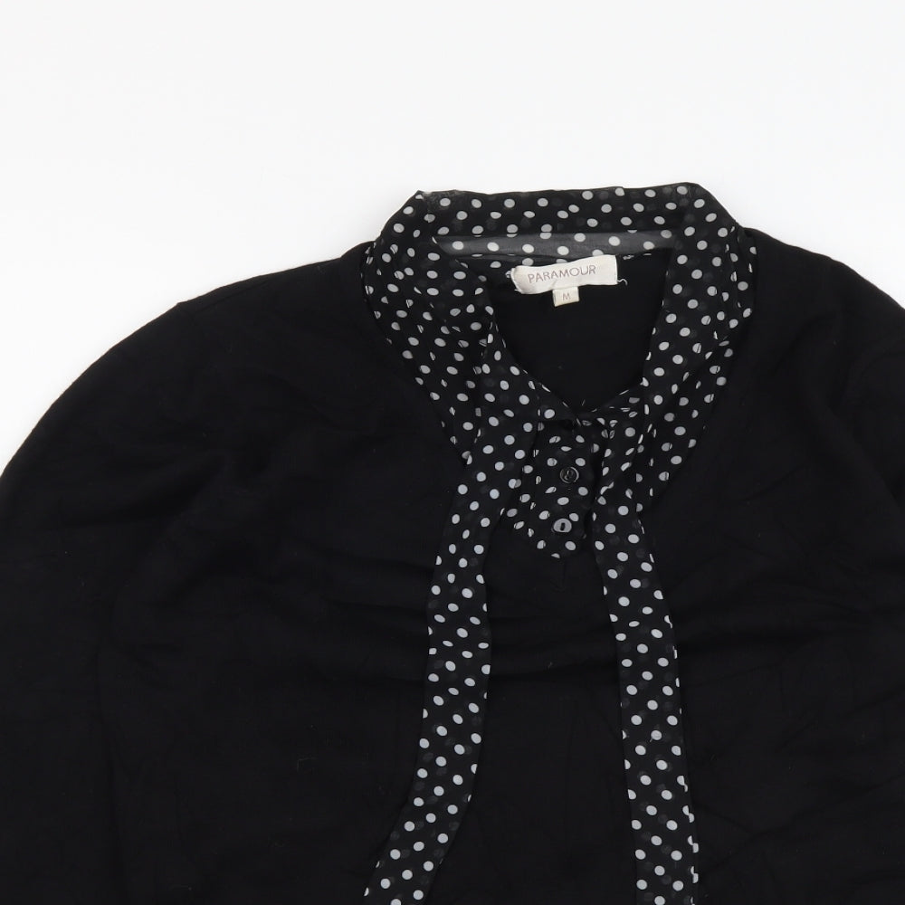 Paramour Womens Black Collared Viscose Pullover Jumper Size M