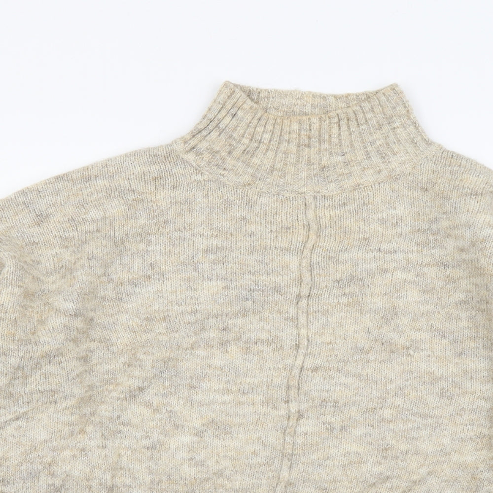 New Look Womens Beige High Neck Polyester Pullover Jumper Size M