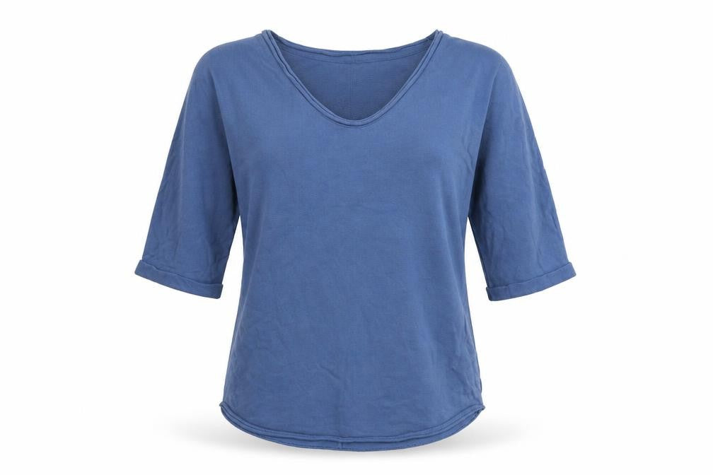 Per Una Womens Blue Scoop Neck Cotton Pullover Jumper Size 8