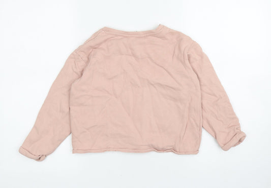 H&M Girls Pink Cotton Pullover Sweatshirt Size 7-8 Years Pullover